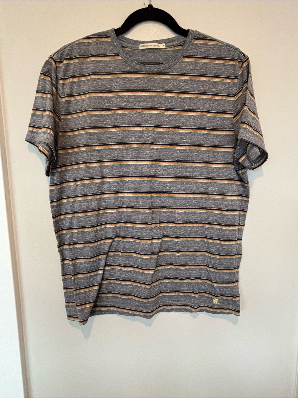 Marine Layer Blue Heather Striped Short Sleeve Tee